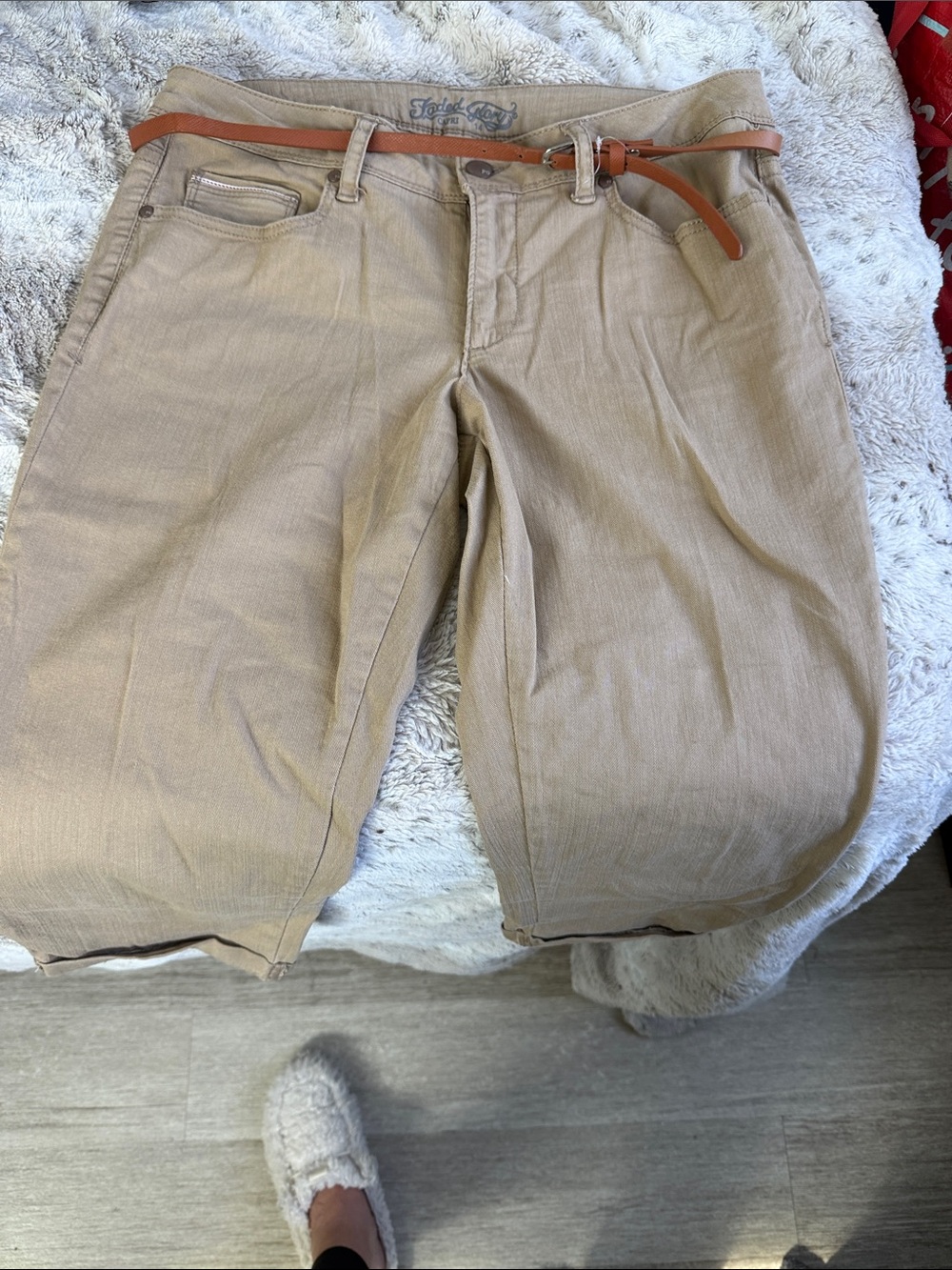 Faded Glory Khaki/Tan Chino capri new